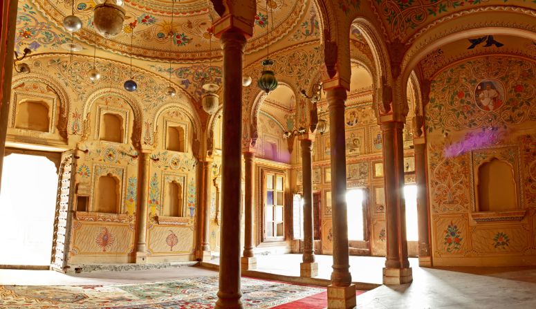 <strong>Shekhawati, Rajasthan: </strong>Some of the best preserved <a href="index.php?page=&url=https%3A%2F%2Fwww.cnn.com%2F2015%2F12%2F21%2Ftravel%2Findia-haveli-painted-mansions%2Findex.html" target="_blank">havelis, India's lavishly decorated heritage mansions</a>, can be found in Rajasthan's Shekhawati region. Once built as a means of boasting of one's wealth, the facades and interiors of havelis are covered with exquisite and colorful wall murals that depict everything from the owner's travel memoirs to folk mythology. <a href="index.php?page=&url=https%3A%2F%2Fwww.cnn.com%2F2016%2F05%2F03%2Fhotels%2Findia-himalayan-hideaways%2Findex.html" target="_blank">READ: Wonder walls: Inside India's exquisitely decorated haveli mansions</a>