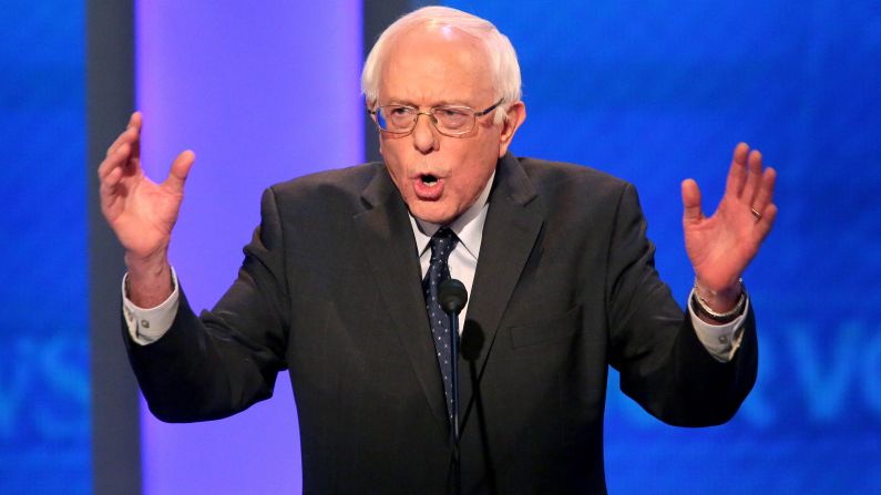 Sanders speaks during the debate.
