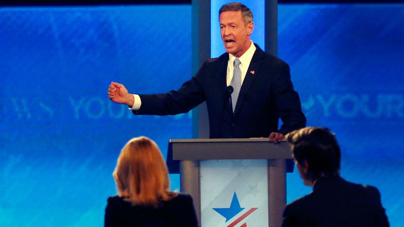 O'Malley speaks during the debate. 