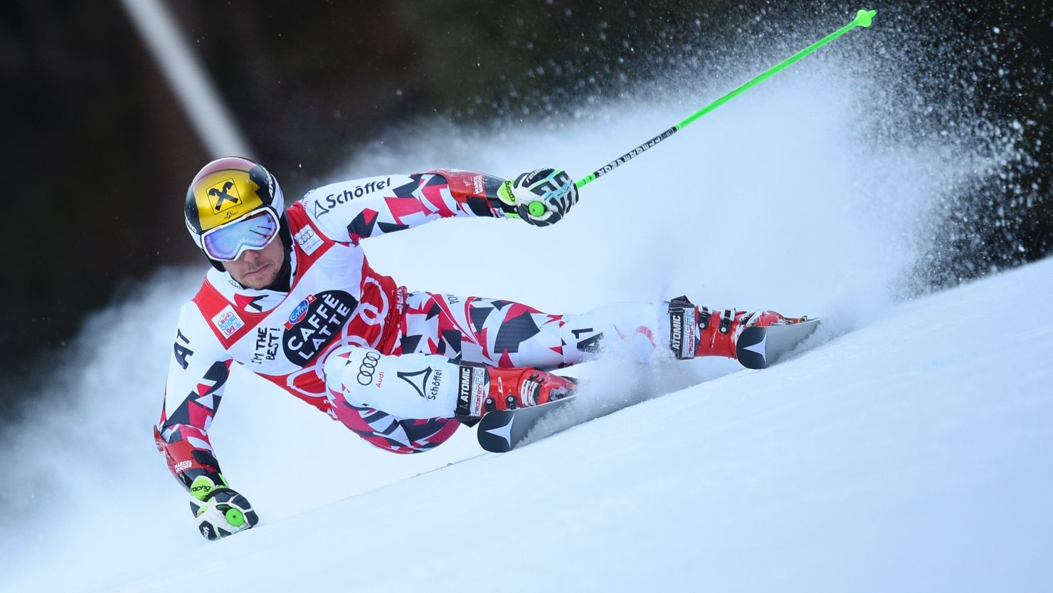 Defending champion Marcel Hirscher claimed the overall World Cup lead at Alta Badia on Sunday. 