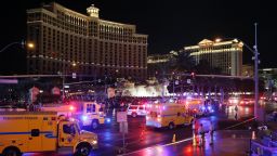 Police and emergency crews respond to the scene of a car accident along Las Vegas Boulevard, Sunday, December 20, 2015, in Las Vegas.