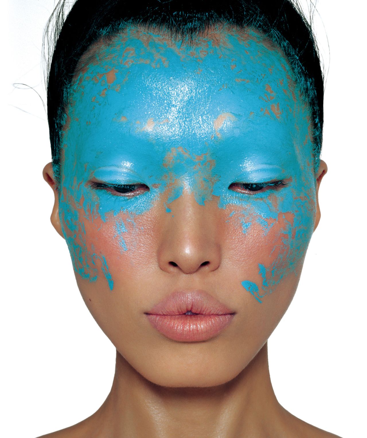 "Blue Face," a photograph by Chen Man.