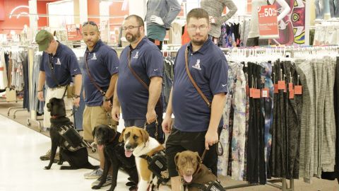 Veterans in training under the K9s for Warriors program