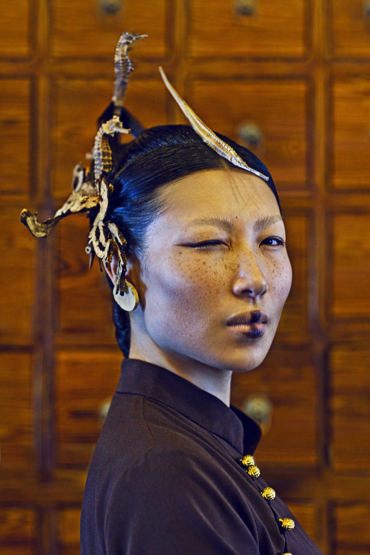 This portrait, entitled "Chinese Medicine" was shot in 2012 for i.D. The series depicted China's ethnic minorities.