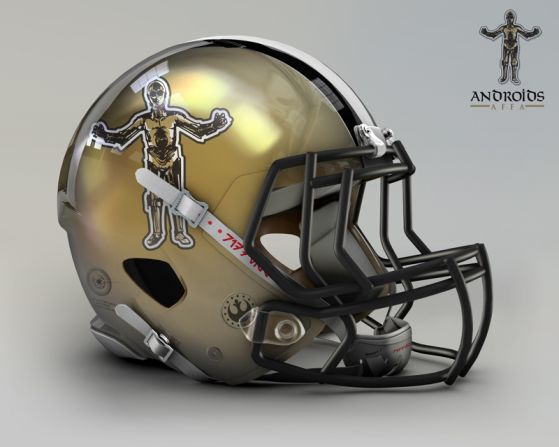 "The easiest way to create a new fusion for the logo is the color code, and each one has a close approximation with the star wars world," says Raya. That's why the golden <a  target="_blank" target="_blank">New Orleans Saints</a> needed just a quick transition to become the Androids, modeled after C-3PO.