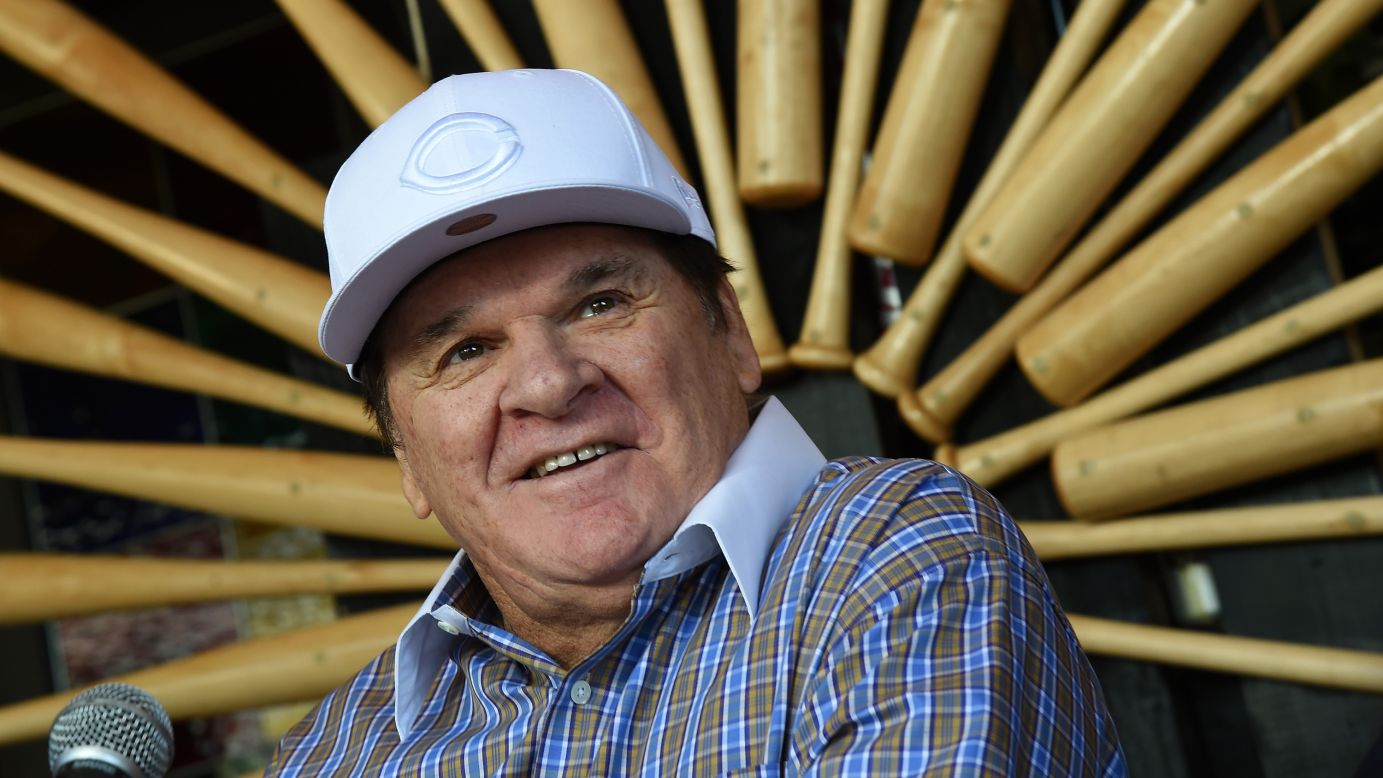 Pete Rose speaks on Tuesday, December 15, during a news conference at Pete Rose Bar & Grill in Las Vegas, responding to his lifetime ban from MLB for gambling. MLB Commissioner Rob Manfred on Monday announced that he was rejecting Rose's application for reinstatement.