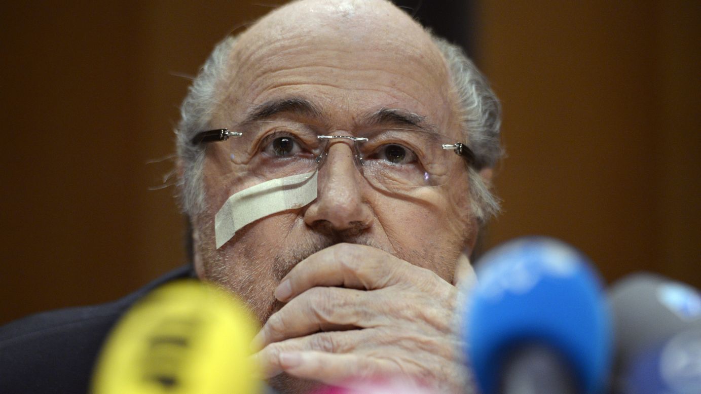 Suspended FIFA President Joseph "Sepp" Blatter holds a news conference to respond to the FIFA ethics committee's verdict, at the Hotel Sonnenberg in Zurich, Switzerland, on Monday, December 21.<br />
