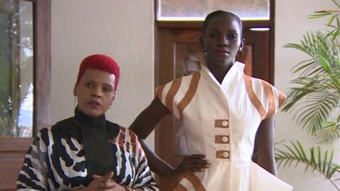 Ugandan designer Jose Hendo (left) creates high fashion from traditional bark cloth