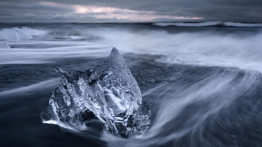 American Spencer Cox, 18, was named Young Travel Photographer of the Year (ages 15 to 18) for a series of atmospheric images of Iceland, including this chunk of ice on Jökulsárlón beach. (Photo:  Spencer Cox/www.tpoty.com)
