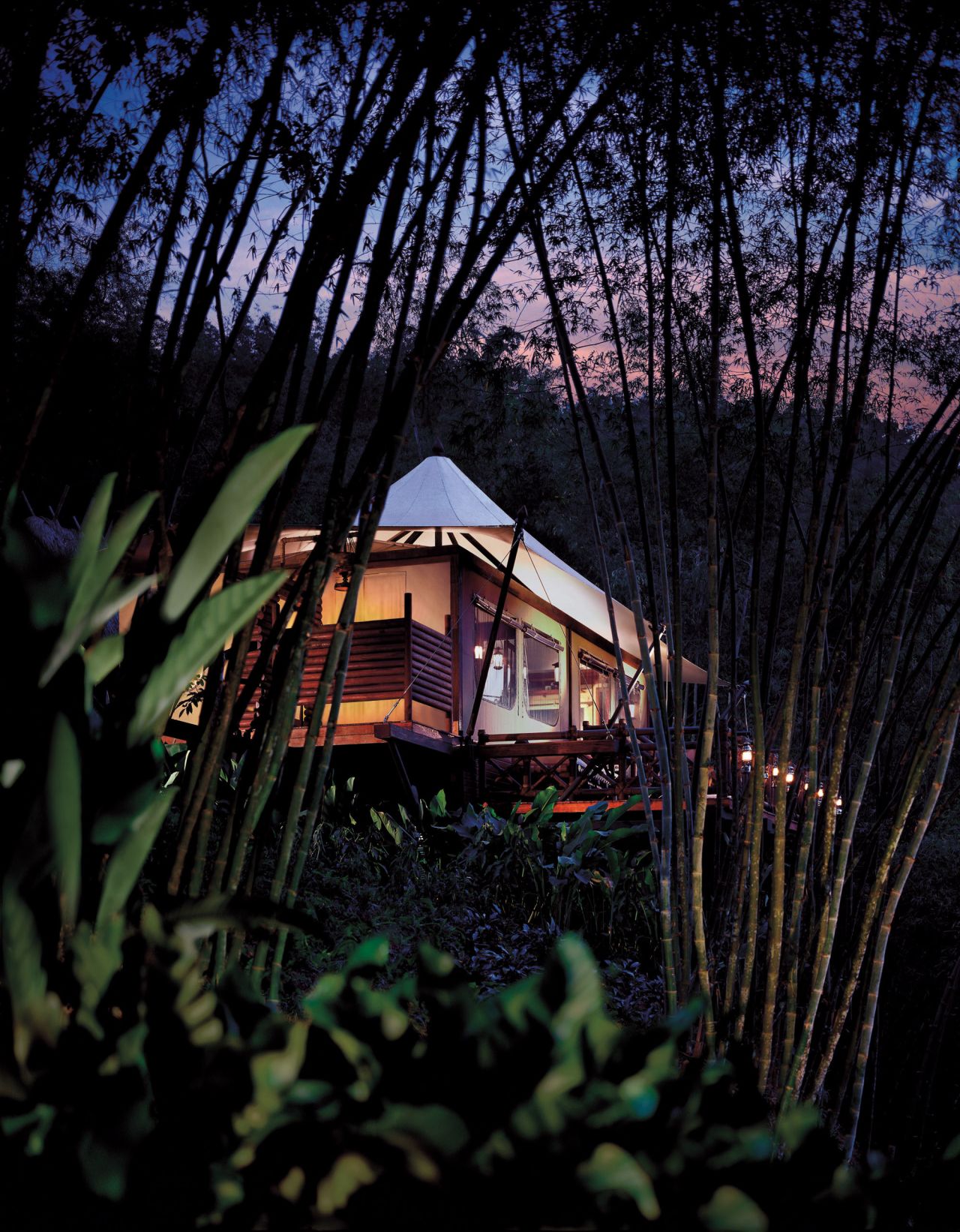 The camp features 15 luxury tents, all connected via a bamboo-lined brick path that stretches for about a kilometer. 