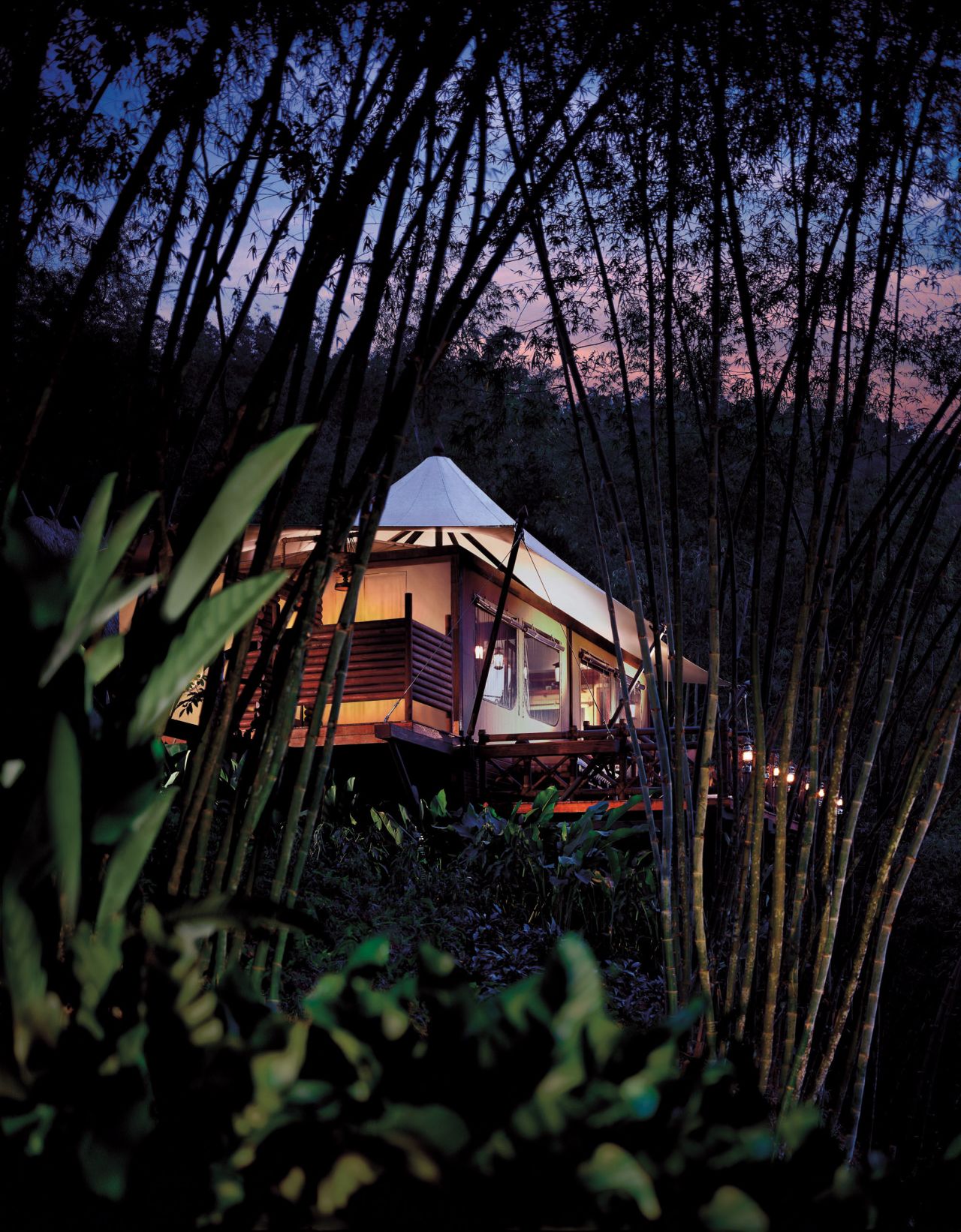 The camp features 15 luxury tents, all connected via a bamboo-lined brick path that stretches for about a kilometer.