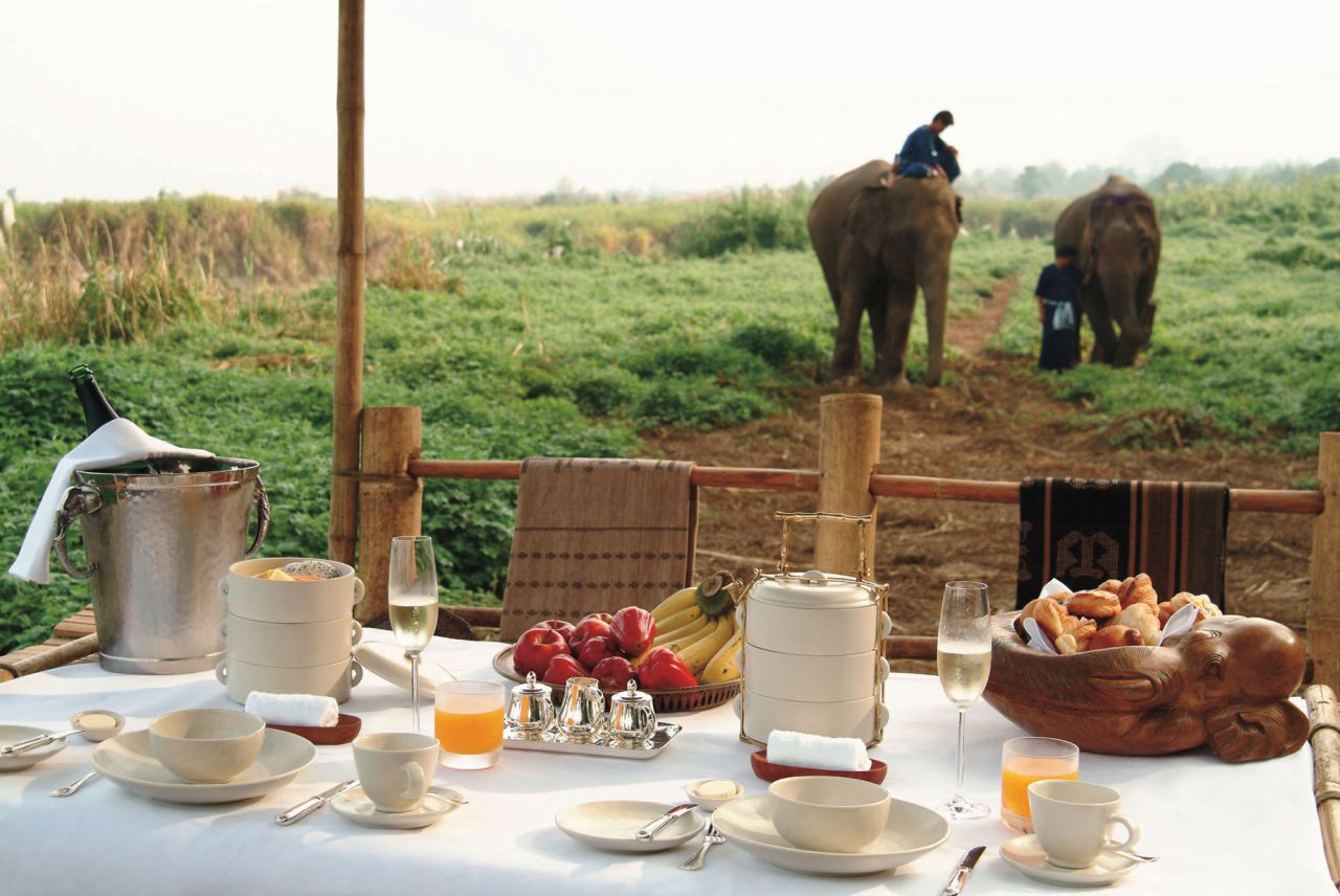 Food and drinks are included in the nightly rate, though additional dining experiences are available for a fee. These include private meals at the elephant camp or traditional northern Thai dinners under the stars.  