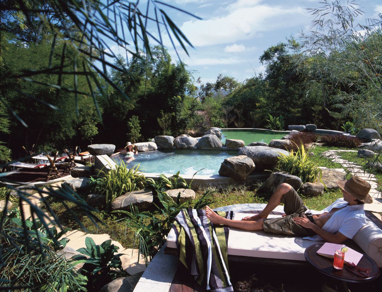 Camp amenities include this pool, which overlooks the Ruak River.