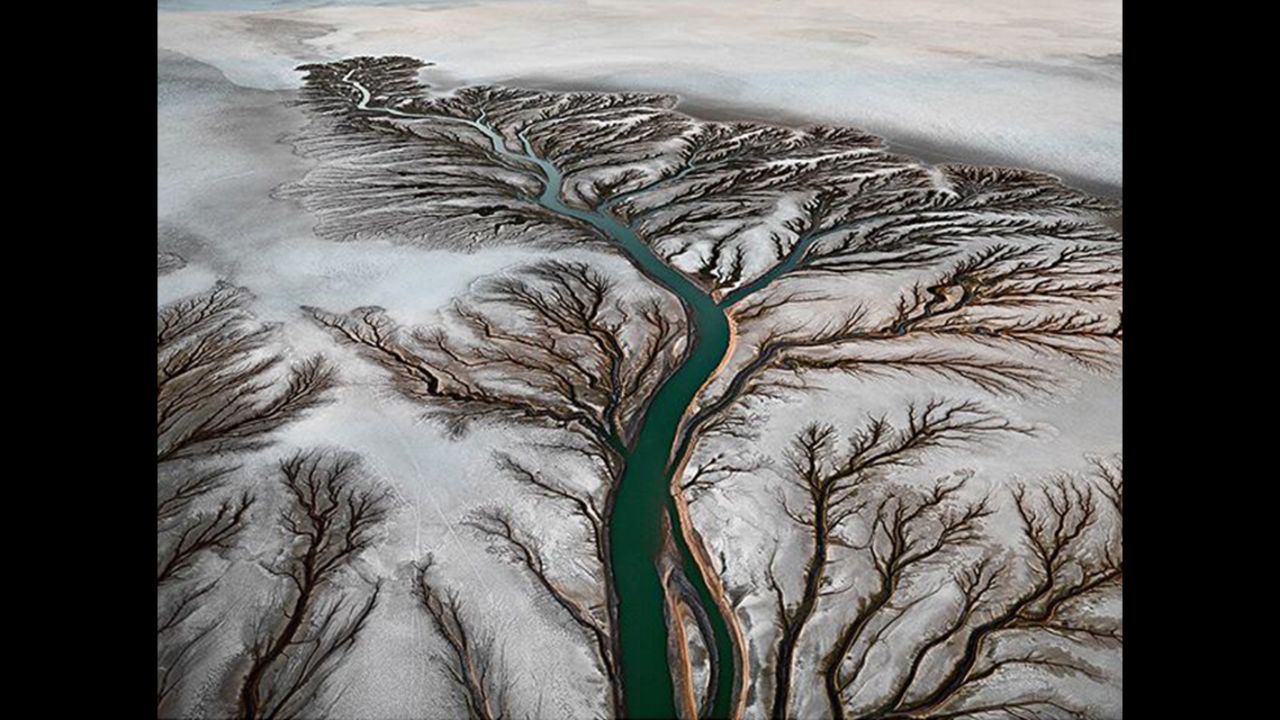 Canadian photographer Edward Burtynsky has spent decades traveling the world, taking stunning aerial shots of natural and industrial landscapes. This one shows the Colorado River Delta in Baja, Mexico. 