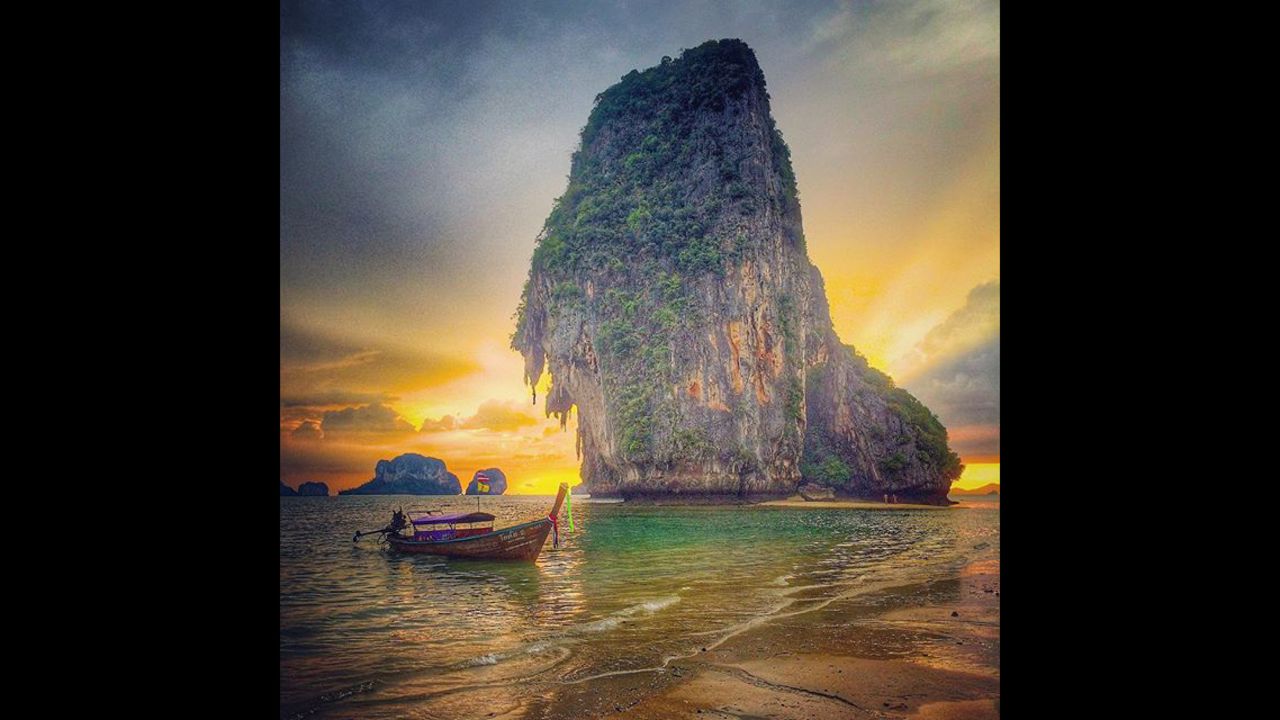 Phra Nang Beach is a highlight of Railay, a small peninsula on Thailand's Andaman Coast accessible only by boat. The area can be crowded during the day. But limited accommodation means sunrise and sunset offer opportunities for solitude. Photo by CNN's <a href="https://www.instagram.com/nicolnic/" target="_blank" target="_blank">@nicolnic </a>