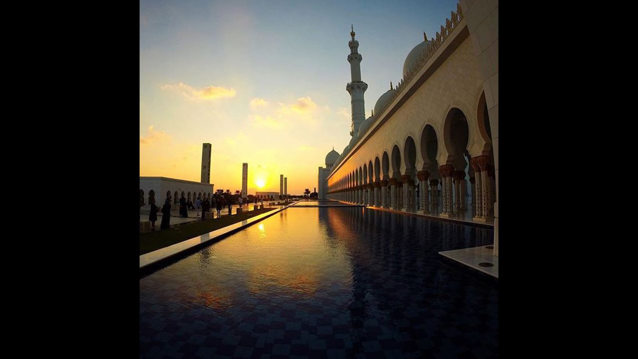 Sunset at the popular Sheikh Zayed Grand Mosque -- its second appearance in our gallery. This one was snapped by CNN's Jon Jensen @jonjensencnn