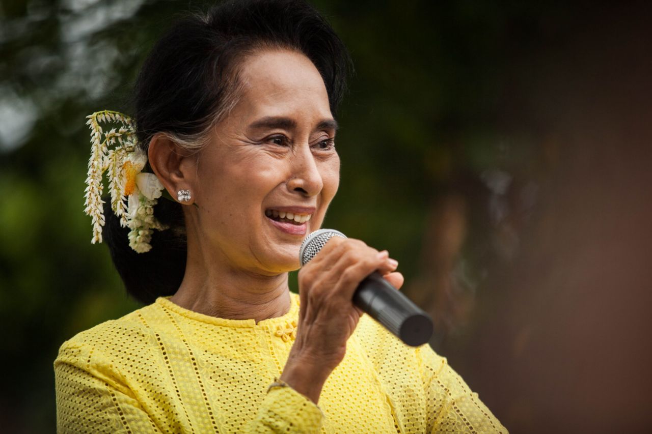 Aung San Suu Kyi, leader of Myanmar's National League for Democracy Party, endured a long struggle against the ruthless military rulers to win election.    