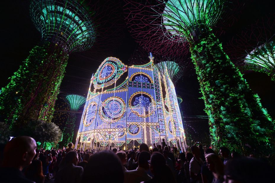 The Luminarie light sculpture at Singapore's Garden by the Bay becomes a huge attraction during the holiday season. 