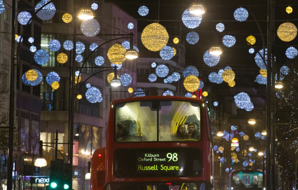 Even riding a bus through Oxford Street in central London can put you in the Christmas mood. 