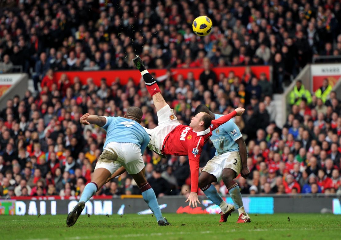 Manchester United's Wayne Rooney's overhead "bicycle" kick goal in 2011 is often listed among the best in English Premier League history.  