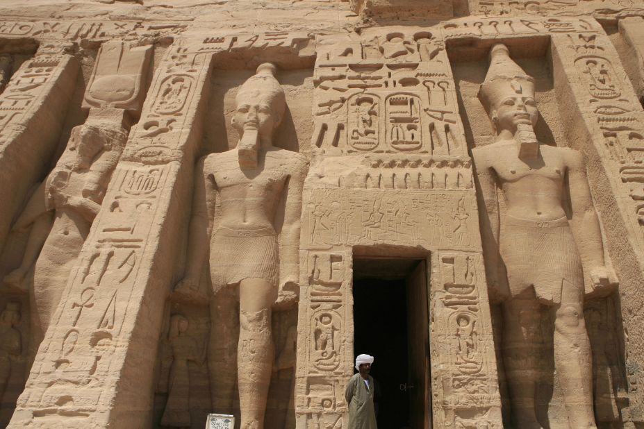 The temple of Abu Simbel, south of Aswan, near the Sudan border. The mighty monument was carved from rock in the 13th century BC.