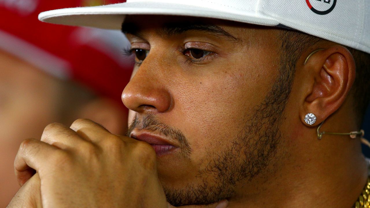 ABU DHABI, UNITED ARAB EMIRATES - NOVEMBER 26:  Lewis Hamilton of Great Britain and Mercedes GP looks on at a press confernce during previews for the Abu Dhabi Formula One Grand Prix at Yas Marina Circuit on November 26, 2015 in Abu Dhabi, United Arab Emirates.  (Photo by Clive Mason/Getty Images)