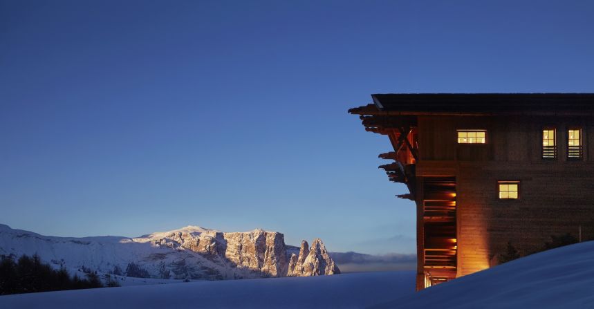 Adler Mountain Lodge is located in stunning Alpe di Siusi, an alpine meadow in Italy's South Tyrol province. It's the most exclusive patch of the Dolomites mountain range, a UNESCO-listed world heritage site.  