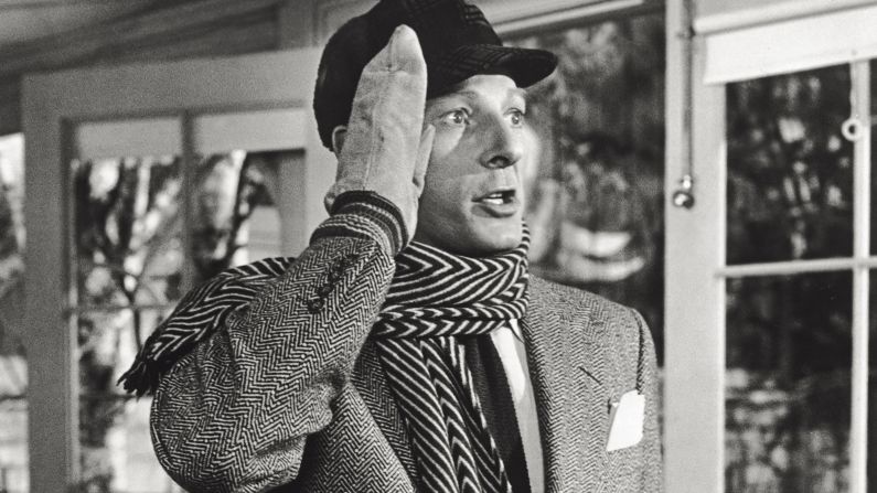 Kaye dresses for an abundance of cold and snow in a scene from "White Christmas."