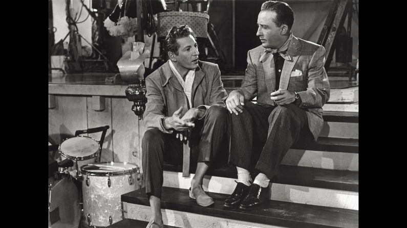 Kaye, left, and Crosby's characters discuss a special Christmas Eve show in "White Christmas."