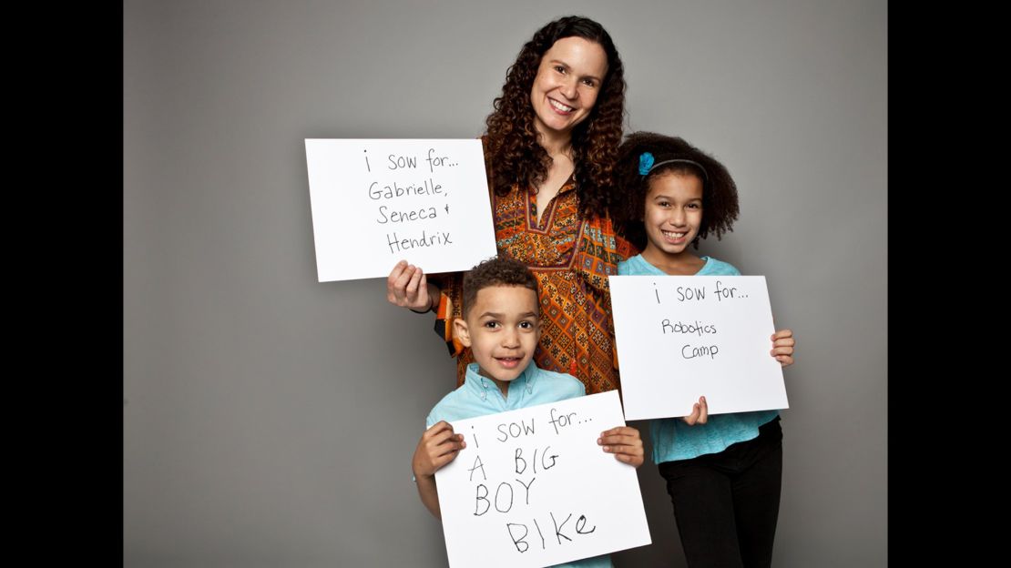 Tanya Van Court, the chief executive officer of Sow, and her children, Gabrielle and Hendrix 