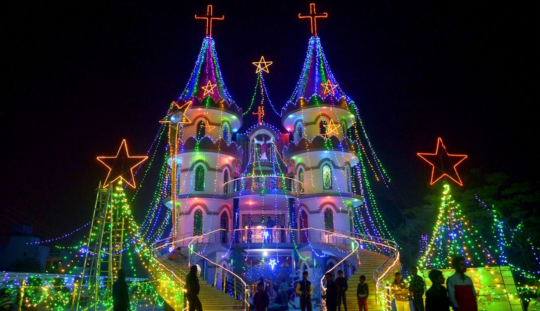 Despite mostly being a Hindu country, India is festive during Christmas. St. Mary's Catholic Church in Amritsar, in the northwestern India, goes all out. 