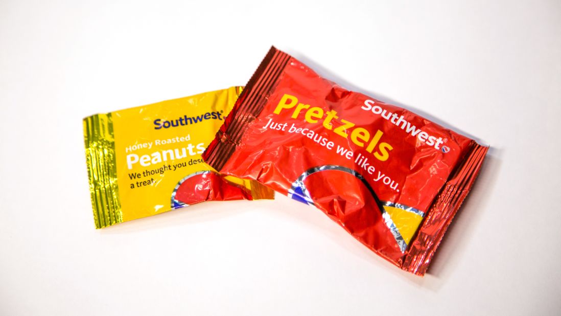 Your choice on Southwest, which ranked in sixth place, may be pretty simple: Do you want pretzels or peanuts? Platkin recommended the 70-calorie peanuts over the 50-calorie pretzels because they are a good source of protein. 