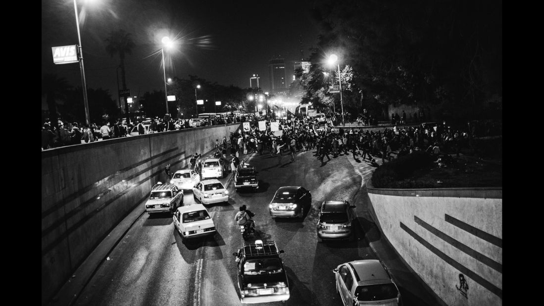 Protests are held in downtown Cairo before the country's parliamentary elections in November 2011.