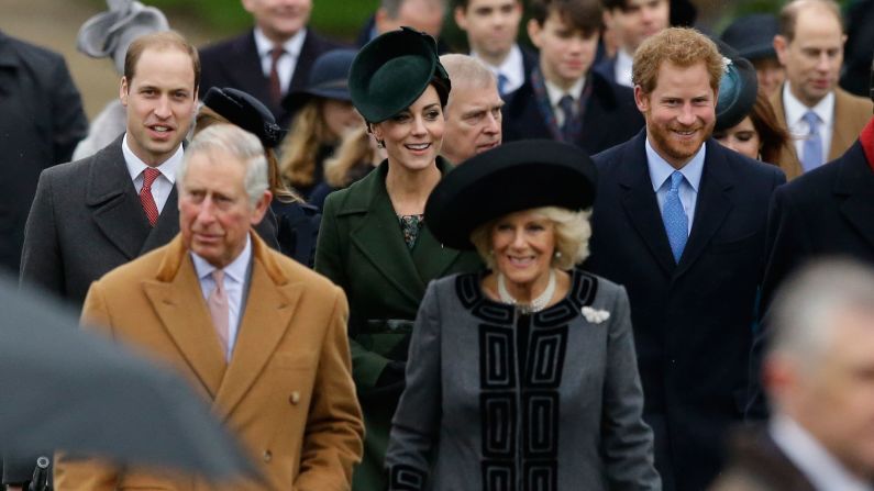 Members of the British royal family attend the traditional Christmas Day church service at St. Mary Magdalene Church in Sandringham, England.