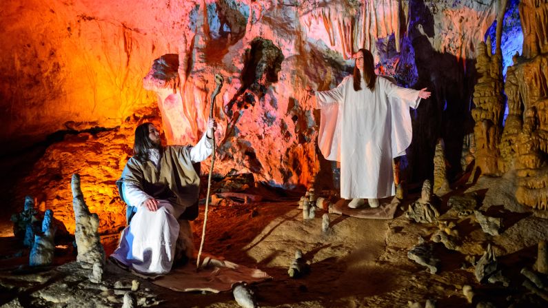 Amateur actors perform during a live nativity scene in Postojna Cave in Postojna, Slovenia, on Christmas Day. Some 500 performers participated in the biggest live nativity scene in the cave.