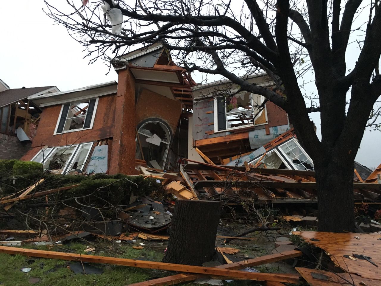 A Rowlett home is heavily damaged.