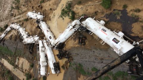 The freight train was carrying sulfuric acid when it came off the tracks in northern Queensland.
