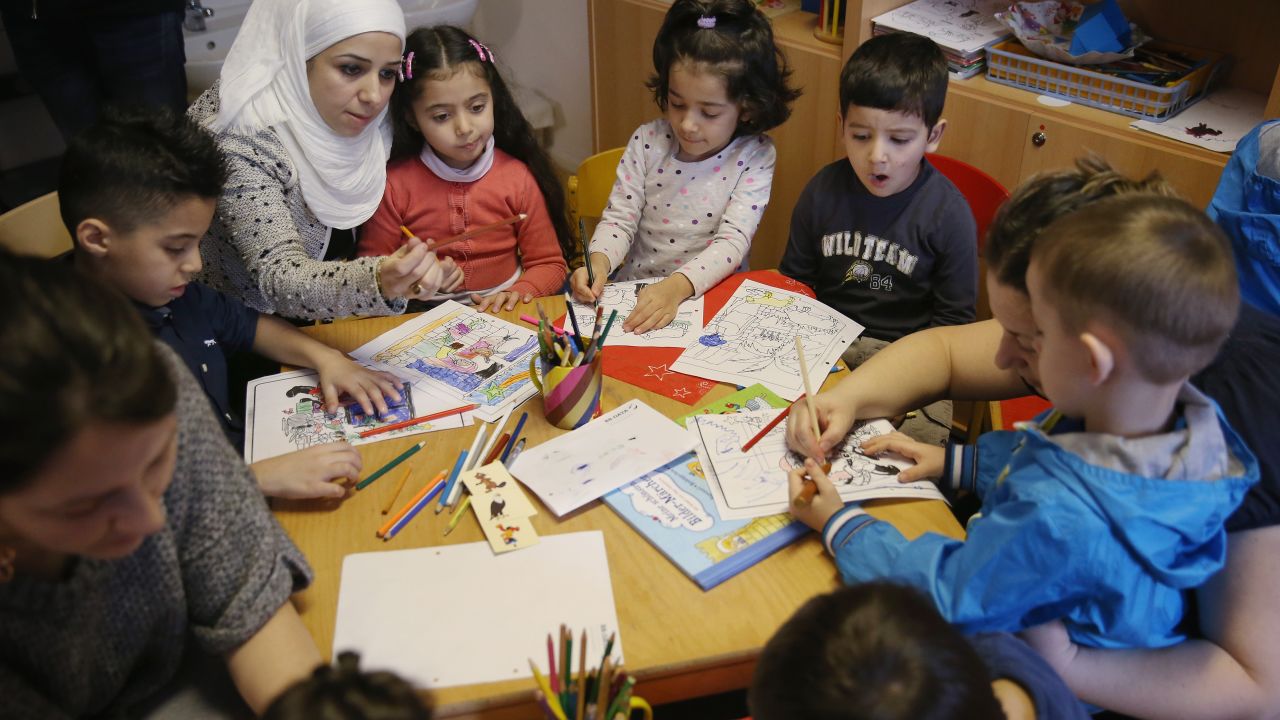 Children study in Berlin as part of Germany's Reading Start for Refugee Children initiative.