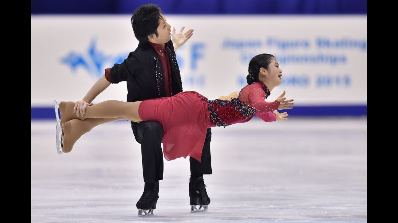 Ice dancers Haruno Yajima and Kokoro Mizutani compete at Japan's Figure Skating Championships on Sunday, December 27.