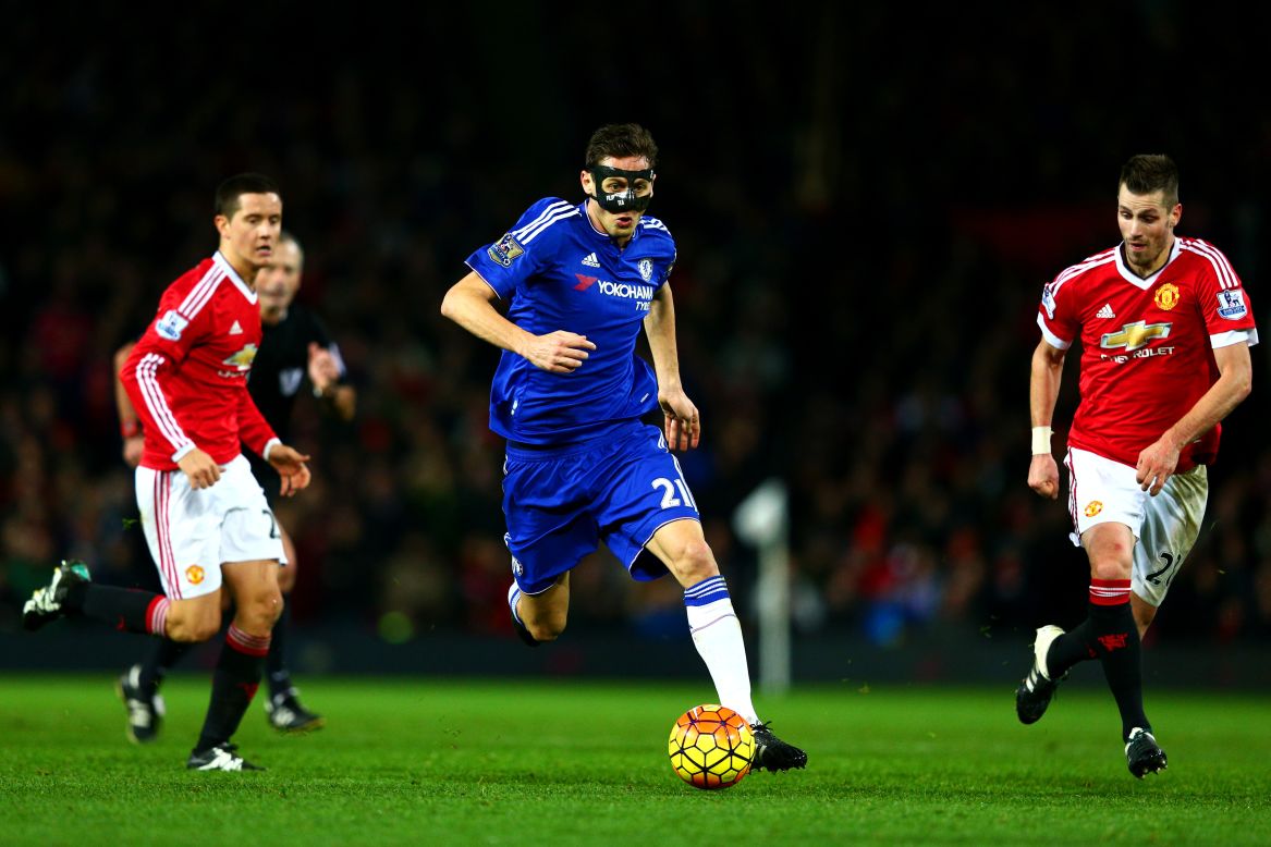 Nemanja Matic (center) should have given Chelsea a second-half lead on the counter-attack, but the masked Serbian blazed his shot over the bar. 