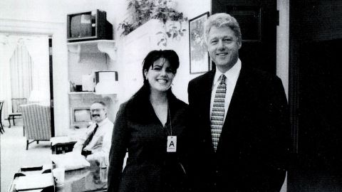 A photograph showing former White House intern Monica Lewinsky meeting President Bill Clinton at a White House function submitted as evidence in documents by the Starr investigation and released by the House Judicary committee September 21, 1998.