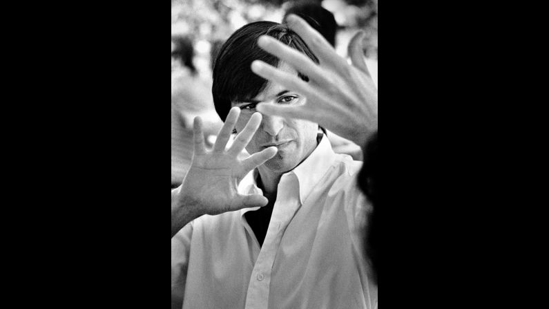 Steve Jobs, speaking to his colleagues in 1986, explains how he believes technology evolves in 10-year cycles. This photo of the late tech visionary was taken by photographer Doug Menuez, who was given total access to Jobs shortly after Jobs was fired by Apple and started working on the NeXT Computer. "I told him I wanted to document his comeback and inventing this computer from the beginning to shipping, and I also wanted to sort of see his process of innovation and just capture that -- almost like visual anthropology," said Menuez, author of the book <a href="index.php?page=&url=http%3A%2F%2Fwww.fearlessgenius.org" target="_blank" target="_blank">"Fearless Genius: The Digital Revolution in Silicon Valley 1985-2000." </a>