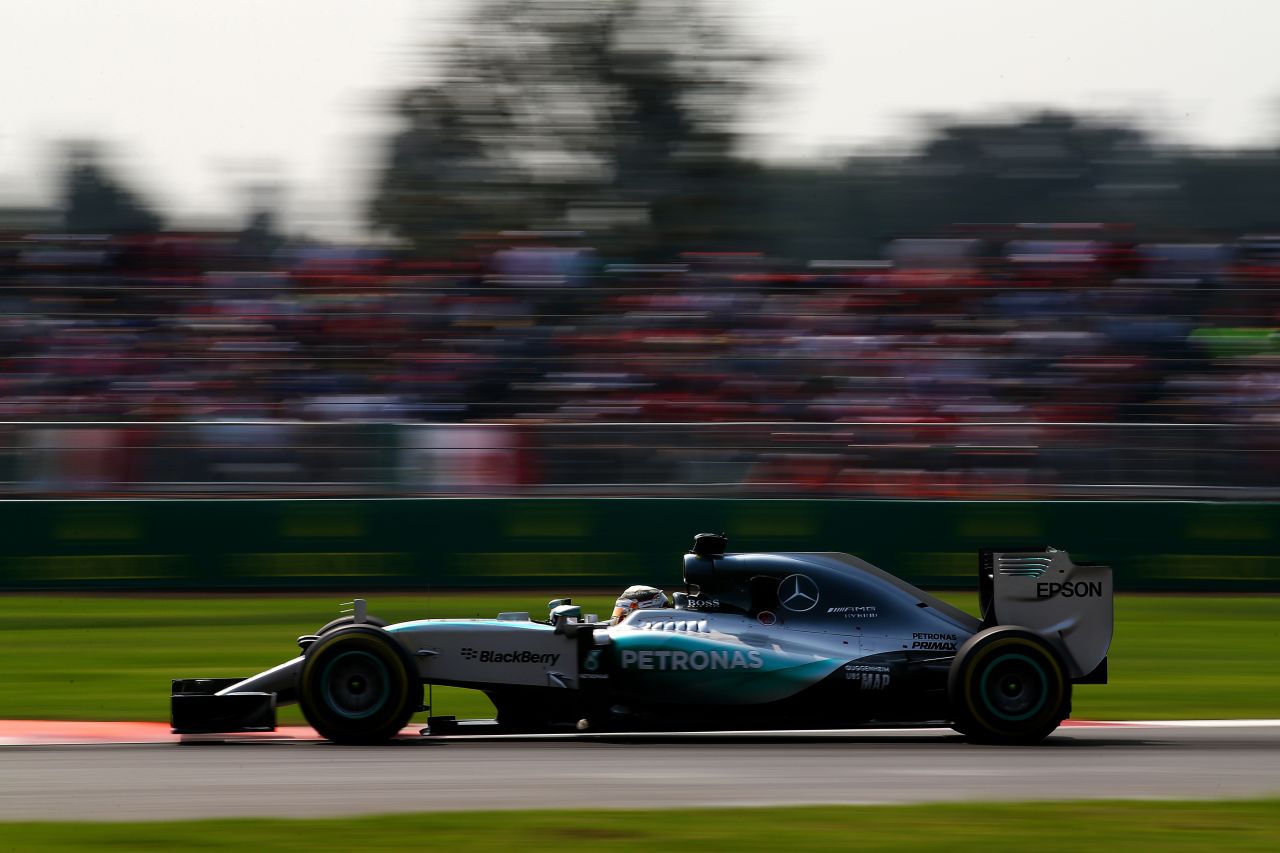 F1 cars are still much faster than Formula E's chargers. World champion Lewis Hamilton clocked his top speed of 2015 when his Mercedes peaked at 225 mph (362 kph) at the Mexico Grand Prix. Formula E cars can hit top speeds of 140 mph (225 kph).