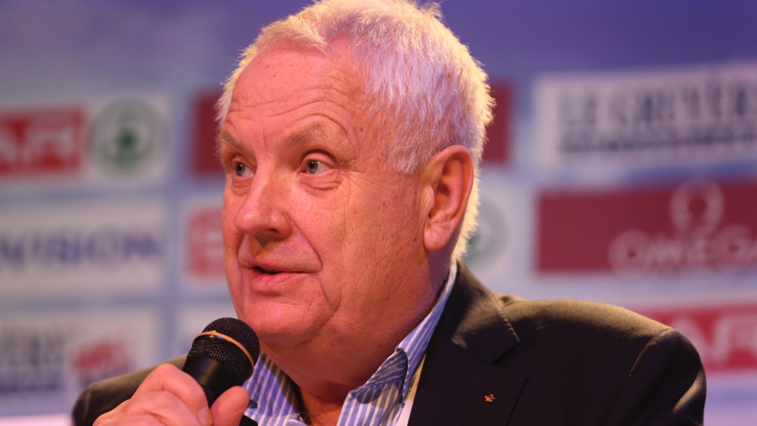 European Athletics president Svein Arne Hansen at a press conference ahead of the Spar European Cross Country Championships on December 12, 2015 in Hyeres, France.