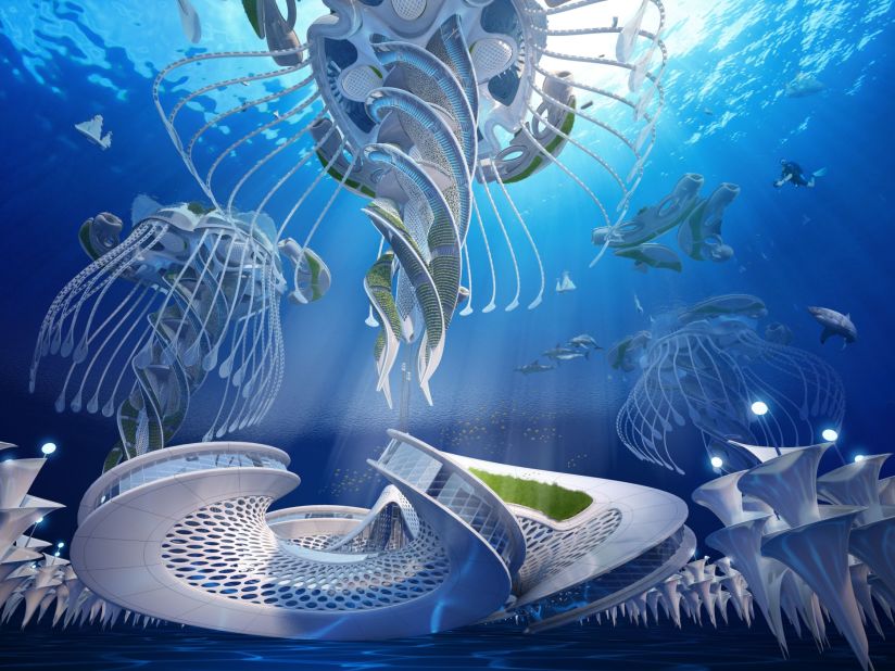His Aequorea project imagines entirely self-sufficient, spiraling "oceanscrapers".