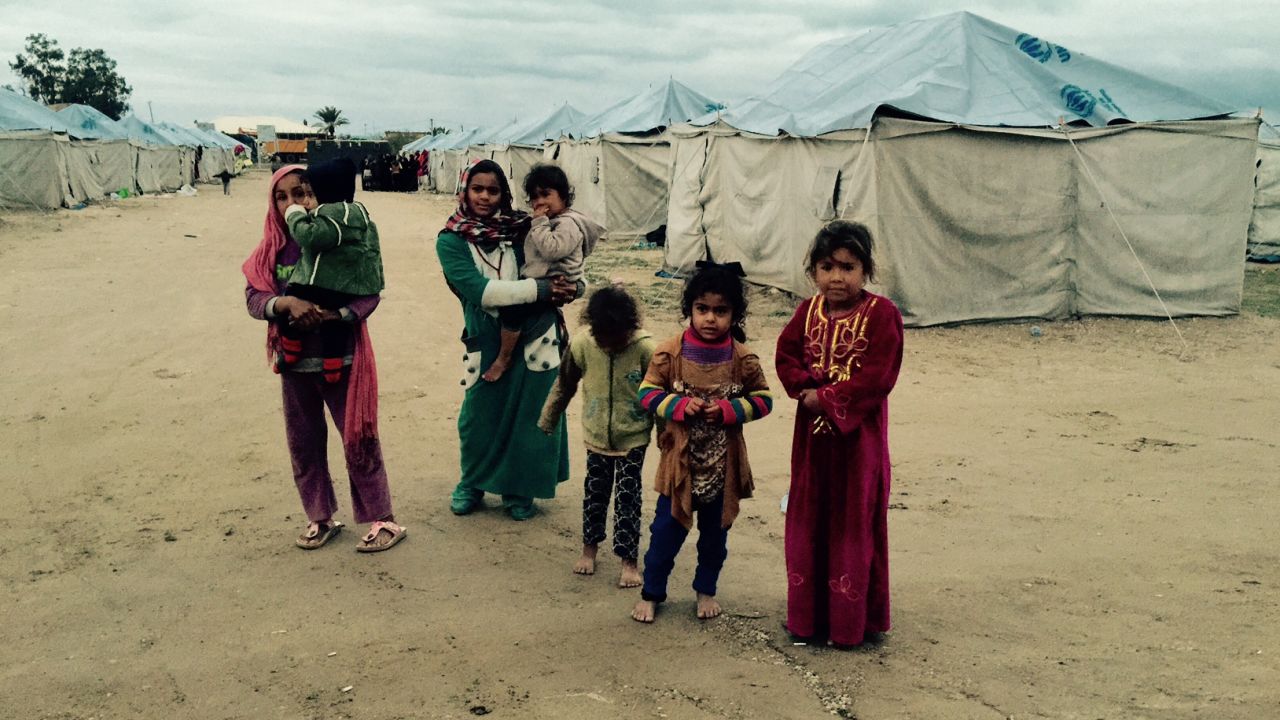 Hundreds of families have fled fierce fighting in Ramadi to a camp at Habbaniyah.
