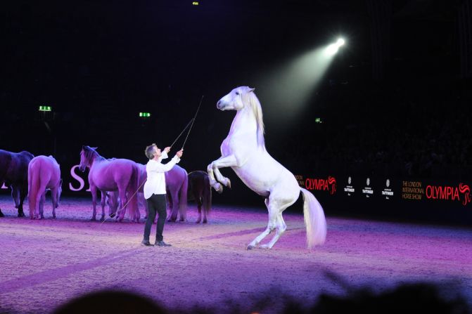 Pignon performing at the London International Horse Show at Olympia in December 2015. The annual event which was first organized in 1907 showcases an international cast of riders who compete in showjumping, dressage, carriage driving competitions. There are also theatrical shows like Pignon's, which are always a hit with the crowds.<br />"He can get horses to do things that other people just can't get them to do," explains Jo Peck, who oversees Olympia's marketing and communications. "He has this almost telepathic conversation that goes on." 