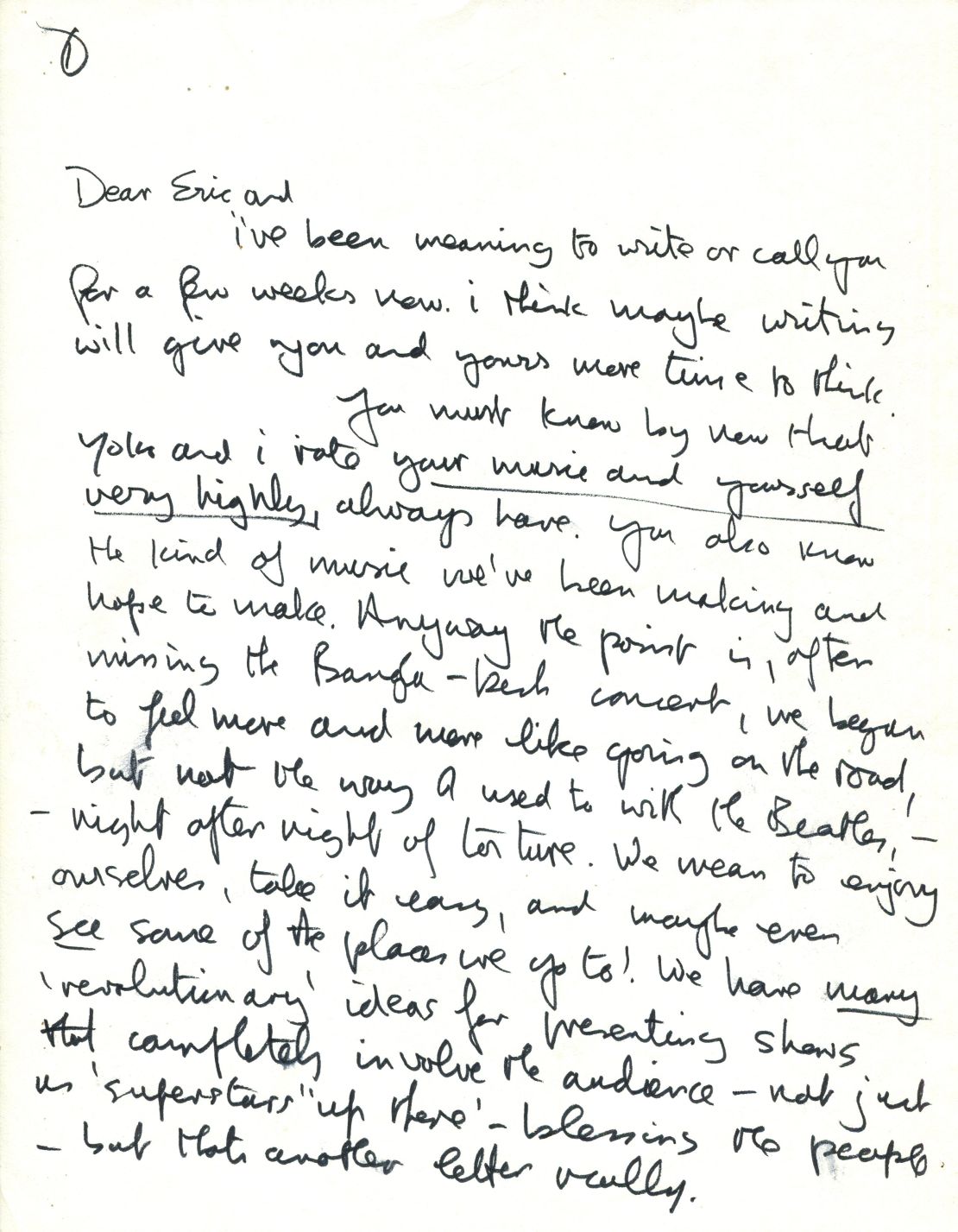 John Lennon wrote the draft of this eight-page letter to Eric Clapton.