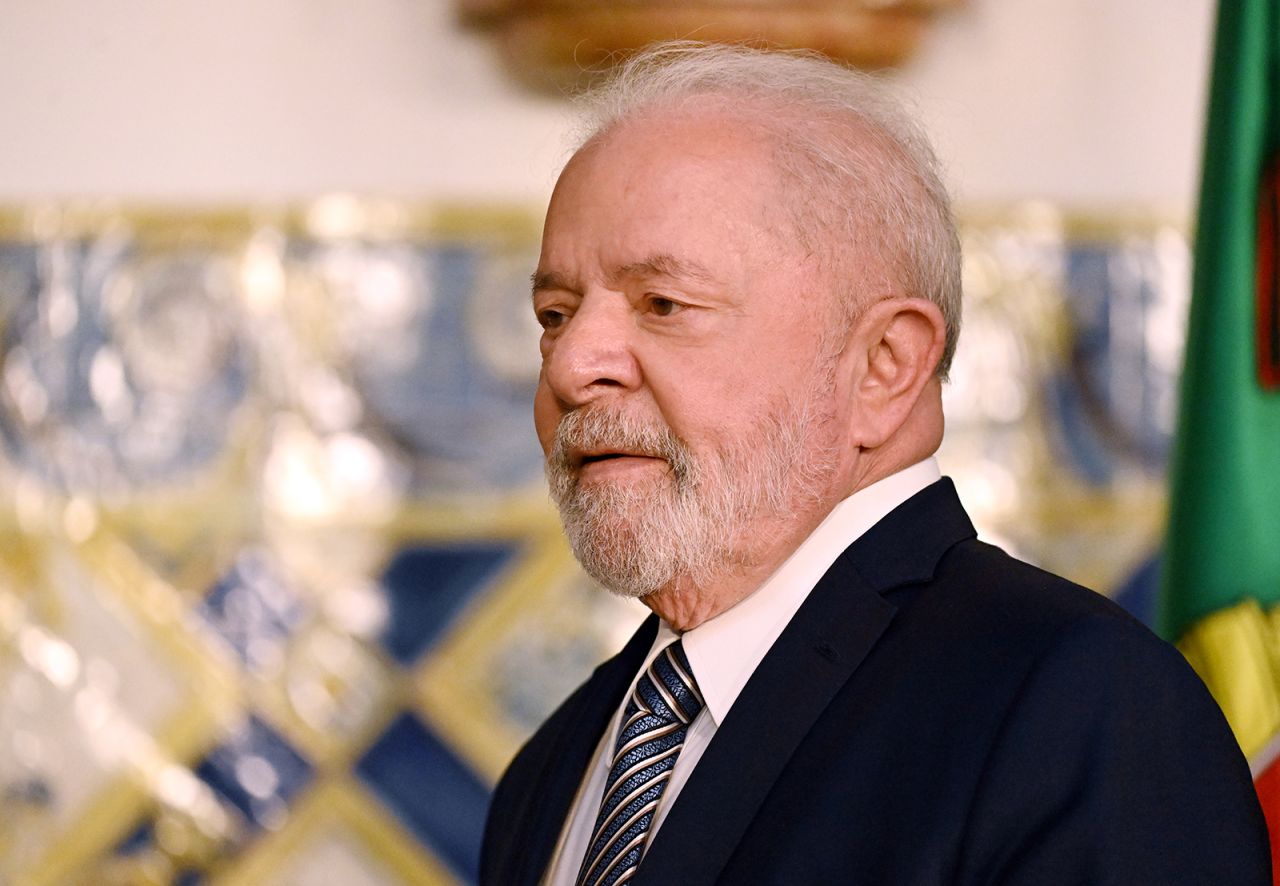 Luiz Inacio Lula da Silva attends a meeting in Lisbon on April 22.