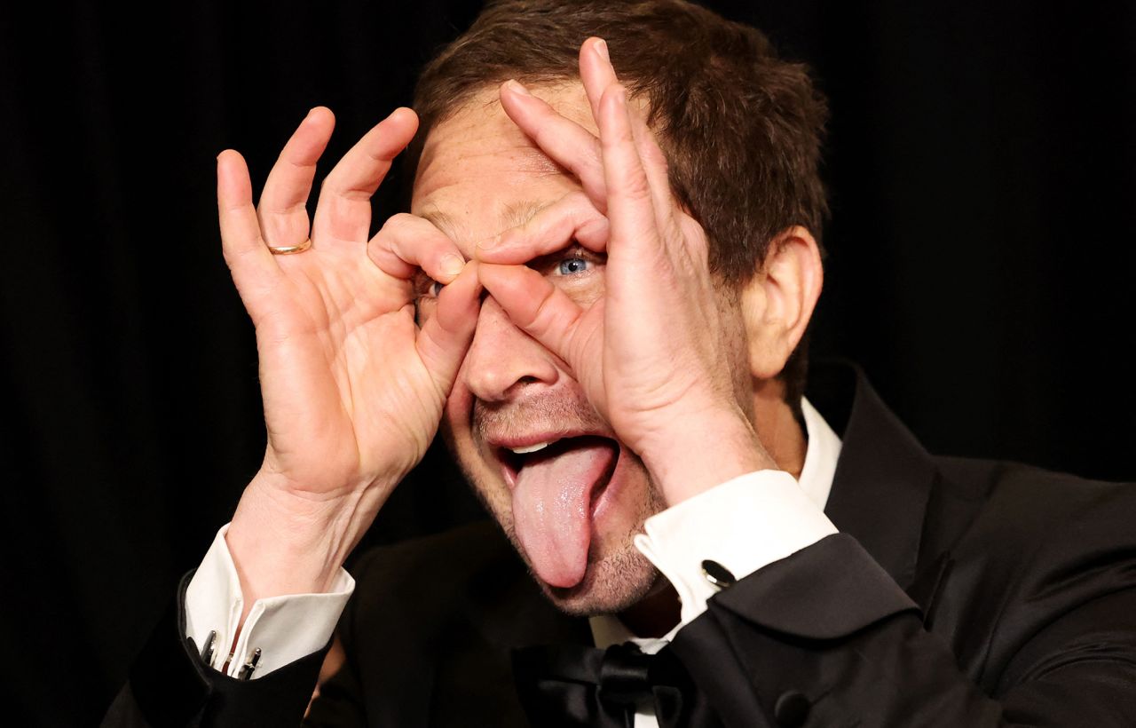 Ebon Moss-Bachrach makes a funny face for photographers. 